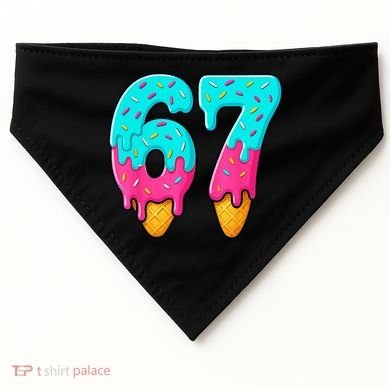 67 Ice Cream Drip Meme Funny Six Seven Gen Alpha Slang USA-Made Doggie Bandana