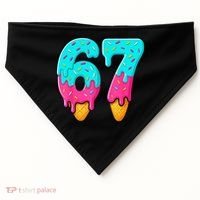 67 Ice Cream Drip Meme Funny Six Seven Gen Alpha Slang USA-Made Doggie Bandana thumb 0