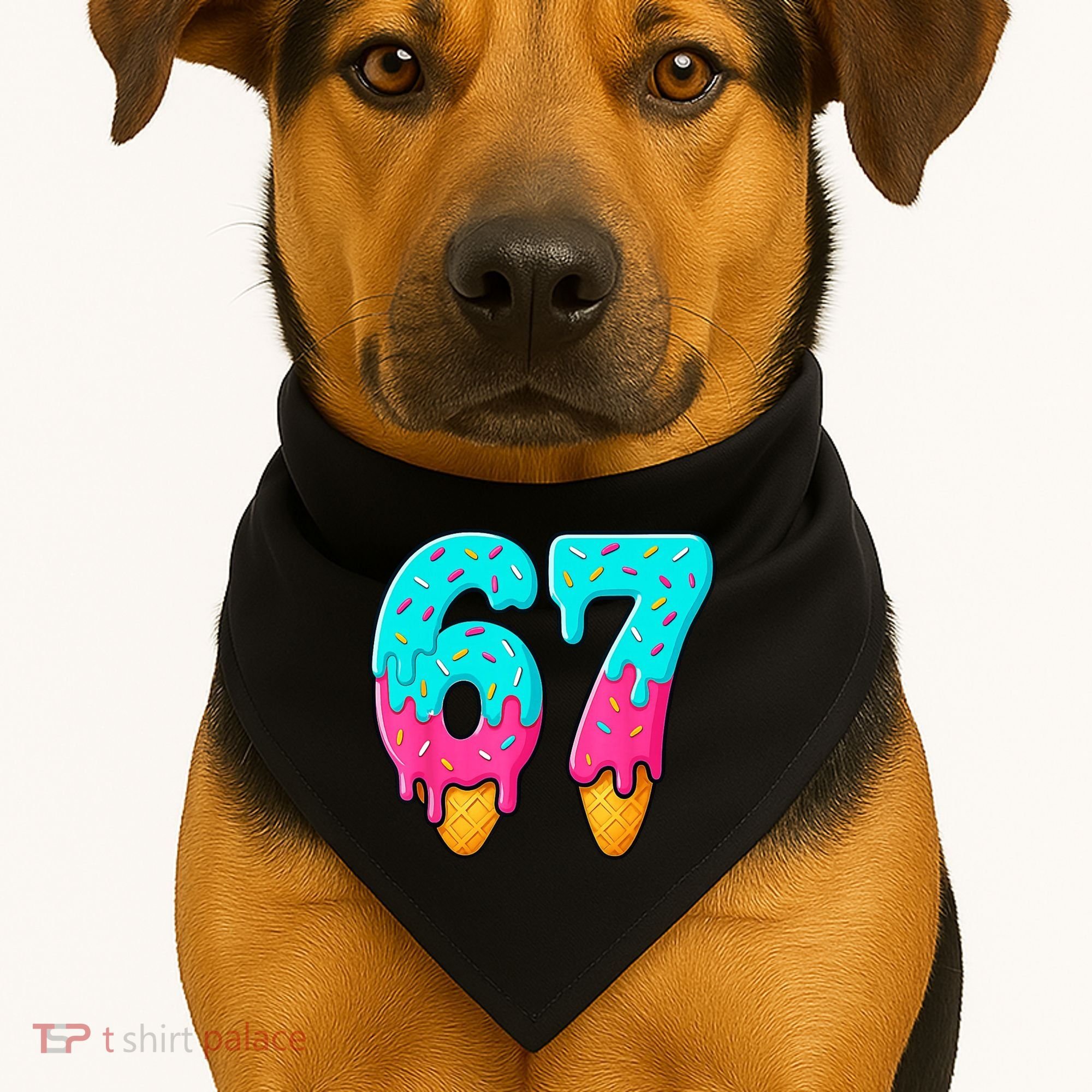 67 Ice Cream Drip Meme Funny Six Seven Gen Alpha Slang USA-Made Doggie Bandana