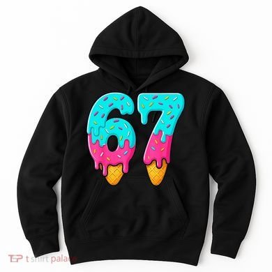 67 Ice Cream Drip Meme Funny Six Seven Gen Alpha Slang Hoodie