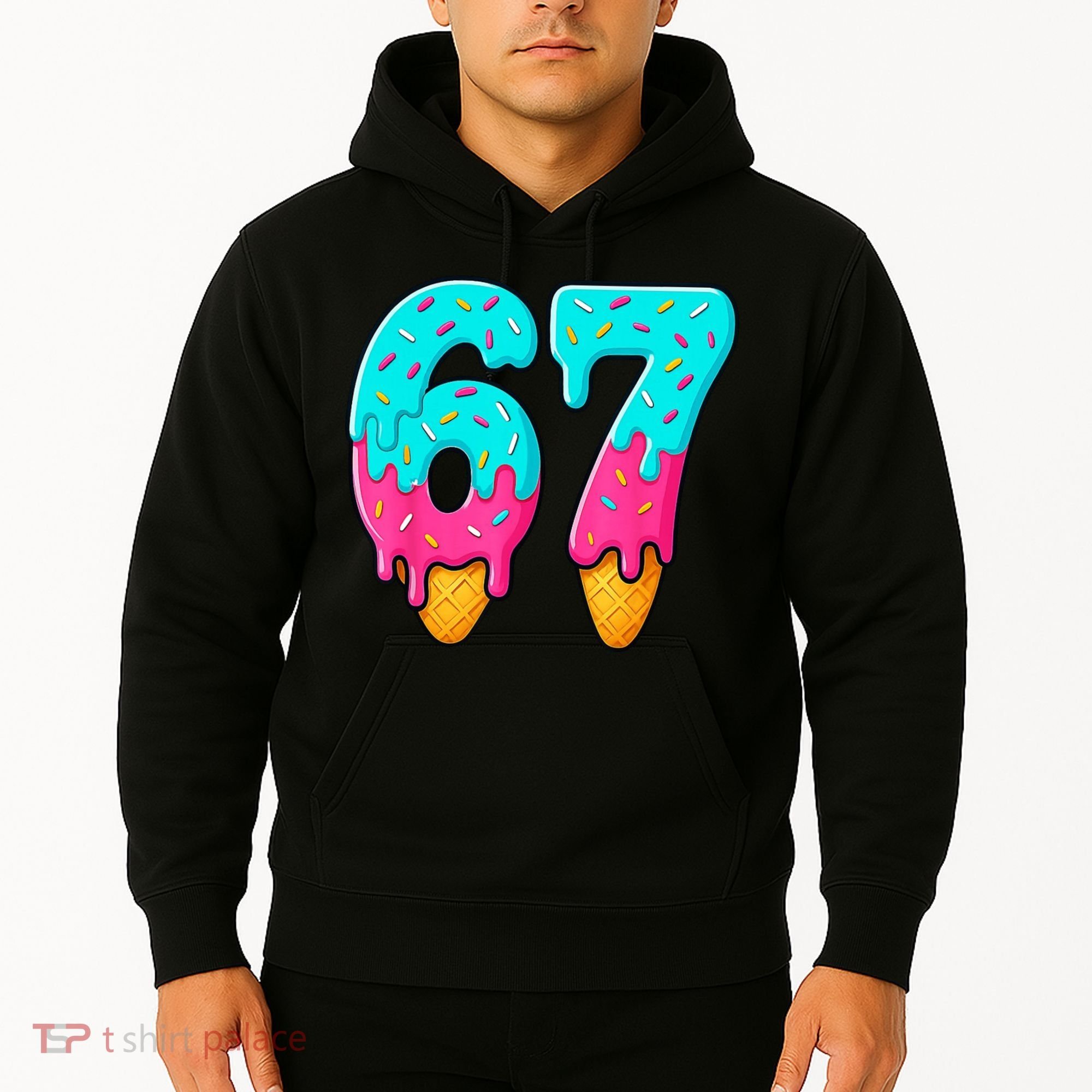 67 Ice Cream Drip Meme Funny Six Seven Gen Alpha Slang Hoodie