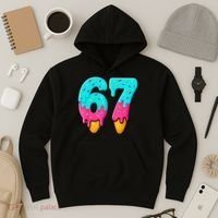 67 Ice Cream Drip Meme Funny Six Seven Gen Alpha Slang Hoodie thumb 3