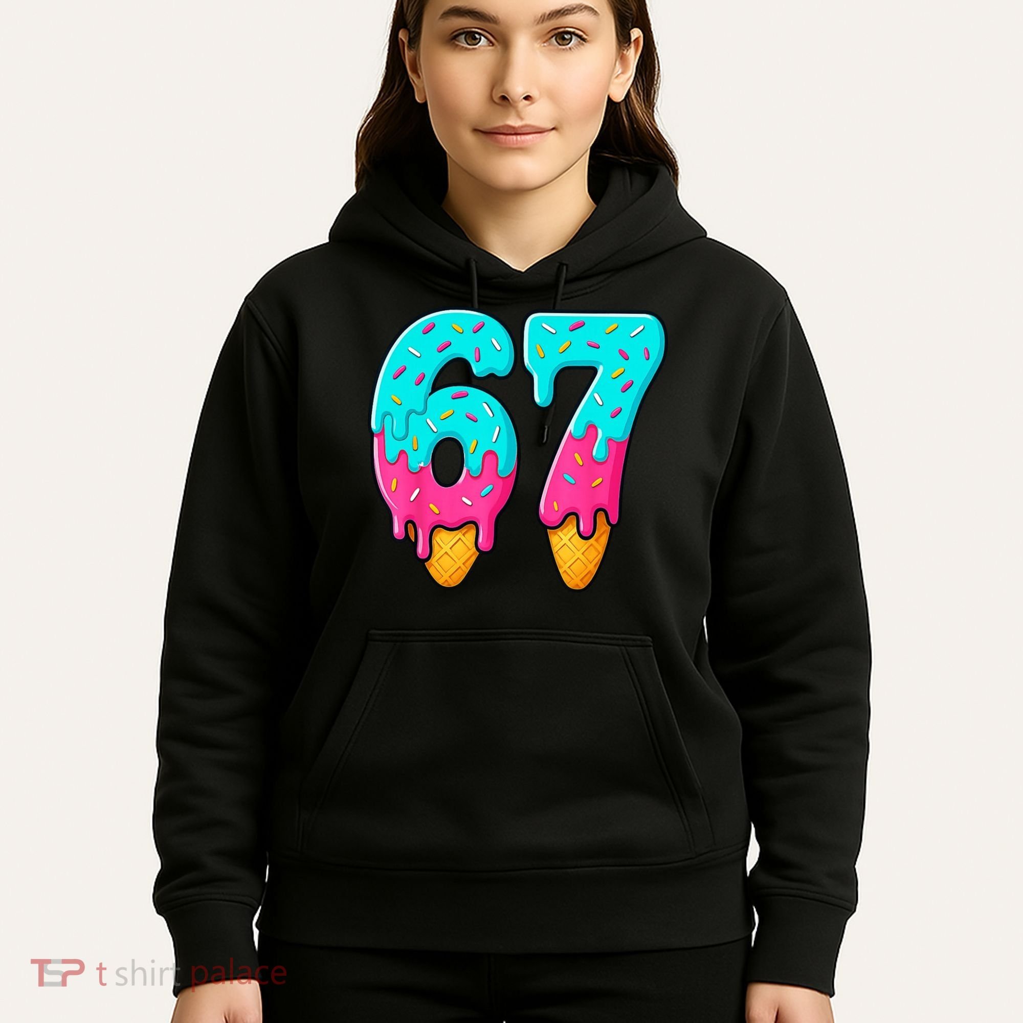 67 Ice Cream Drip Meme Funny Six Seven Gen Alpha Slang Hoodie