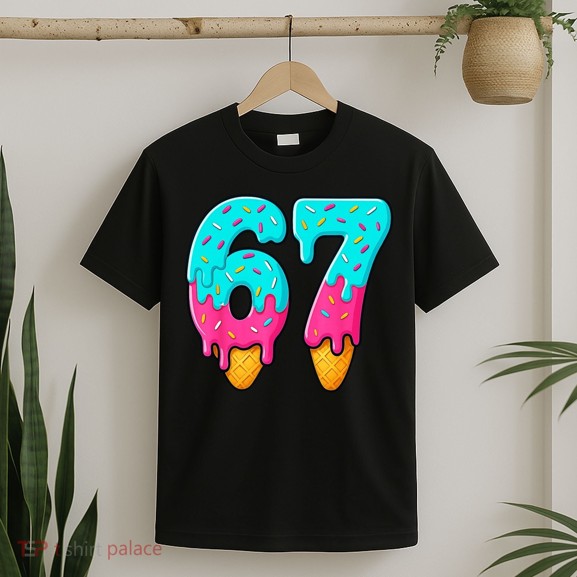 67 Ice Cream Drip Meme Funny Six Seven Gen Alpha Slang T-Shirt