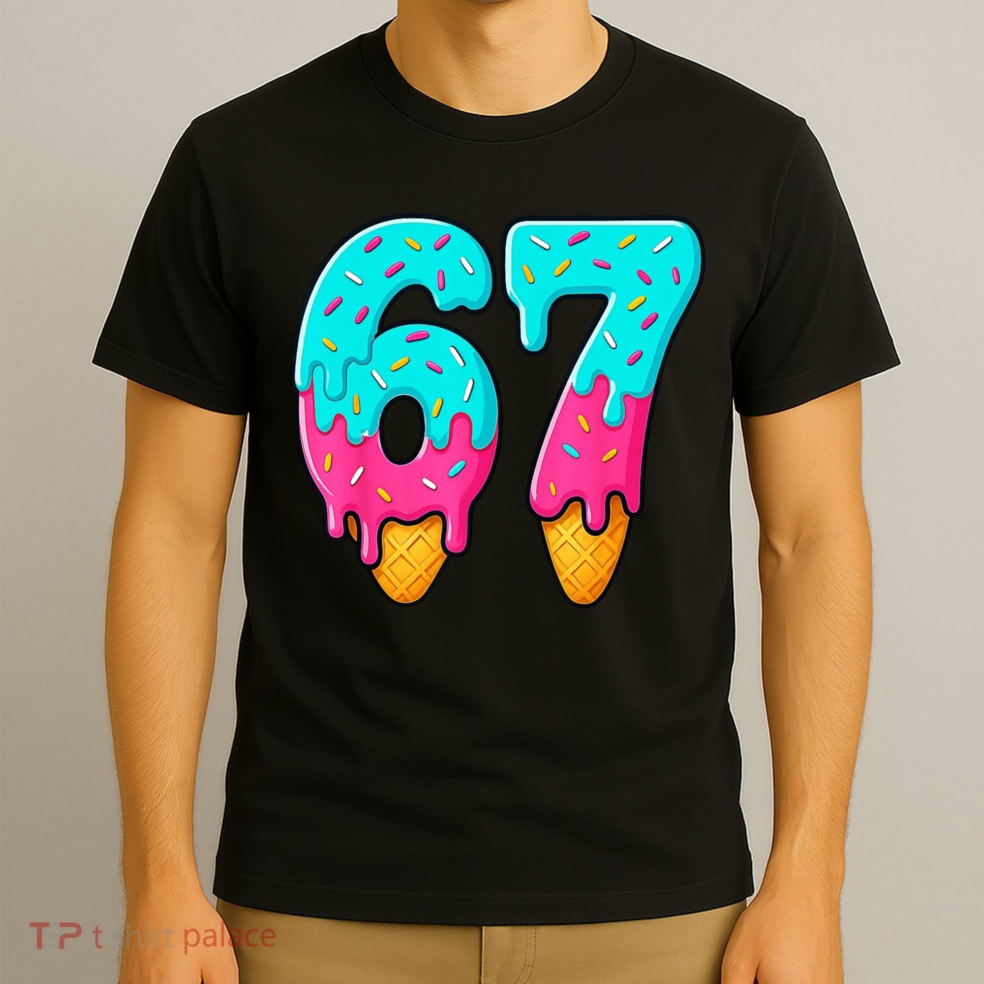67 Ice Cream Drip Meme Funny Six Seven Gen Alpha Slang T-Shirt