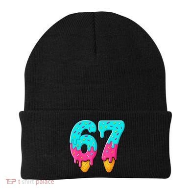 67 Ice Cream Drip Meme Funny Six Seven Gen Alpha Slang Beanie