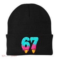 67 Ice Cream Drip Meme Funny Six Seven Gen Alpha Slang Beanie thumb 0