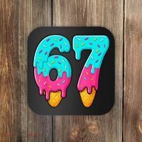 67 Ice Cream Drip Meme Funny Six Seven Gen Alpha Slang Coaster thumb 0
