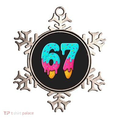 67 Ice Cream Drip Meme Funny Six Seven Gen Alpha Slang Ornament