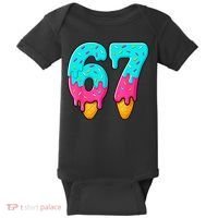 67 Ice Cream Drip Meme Funny Six Seven Gen Alpha Slang Baby Bodysuit thumb 0