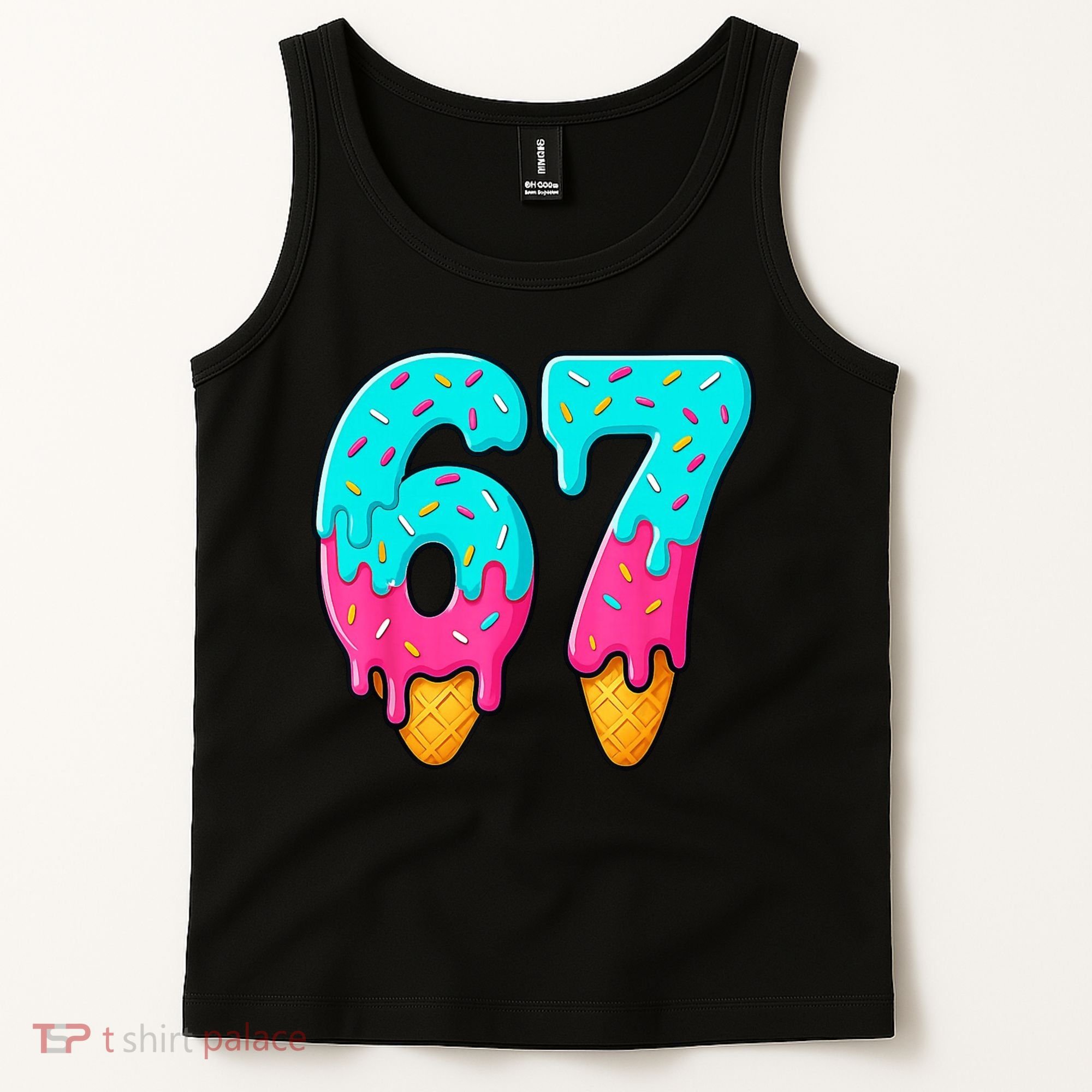 67 Ice Cream Drip Meme Funny Six Seven Gen Alpha Slang Tank Top