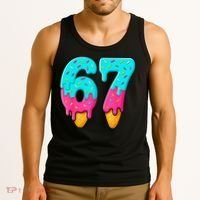 67 Ice Cream Drip Meme Funny Six Seven Gen Alpha Slang Tank Top thumb 3