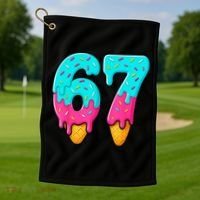 67 Ice Cream Drip Meme Funny Six Seven Gen Alpha Slang Golf Towel thumb 1