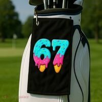 67 Ice Cream Drip Meme Funny Six Seven Gen Alpha Slang Golf Towel thumb 2