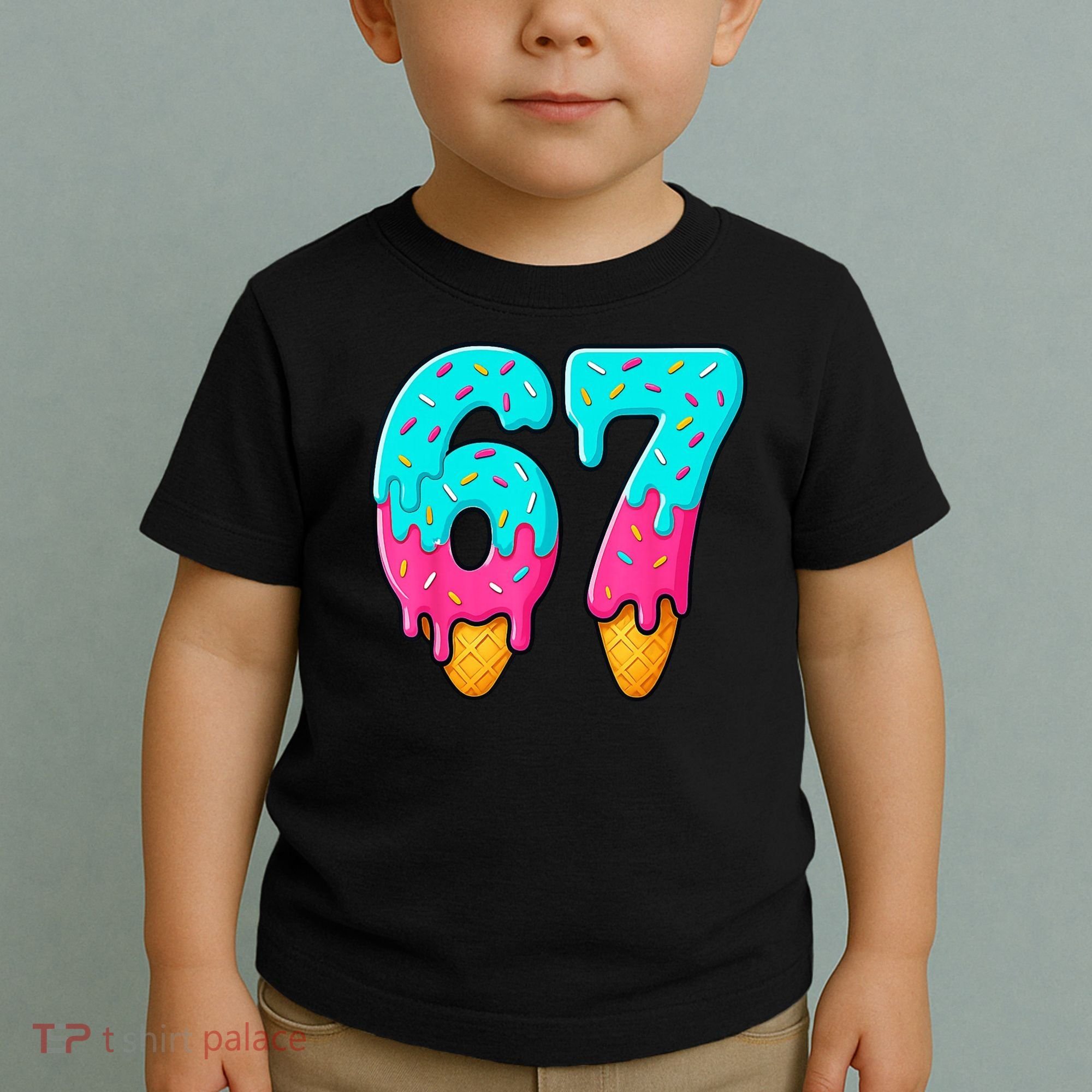 67 Ice Cream Drip Meme Funny Six Seven Gen Alpha Slang Toddler T-Shirt
