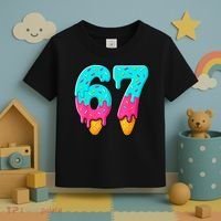 67 Ice Cream Drip Meme Funny Six Seven Gen Alpha Slang Toddler T-Shirt thumb 3
