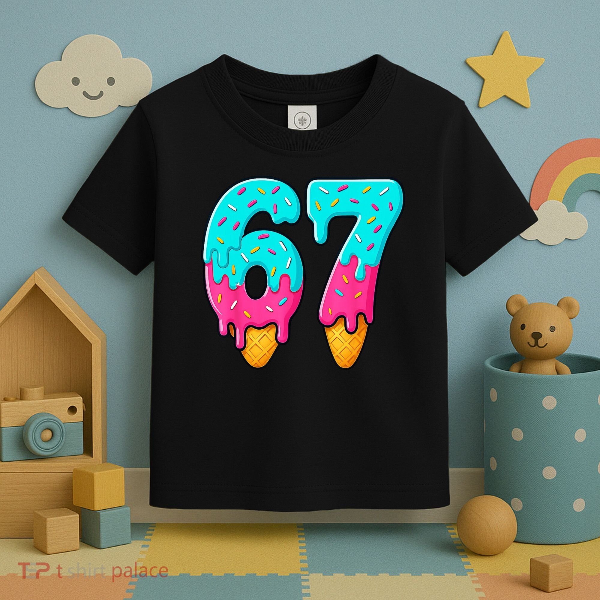 67 Ice Cream Drip Meme Funny Six Seven Gen Alpha Slang Toddler T-Shirt