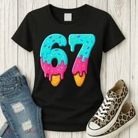 67 Ice Cream Drip Meme Funny Six Seven Gen Alpha Slang Women's T-Shirt thumb 3