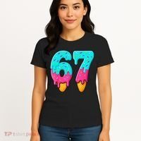 67 Ice Cream Drip Meme Funny Six Seven Gen Alpha Slang Women's T-Shirt thumb 4