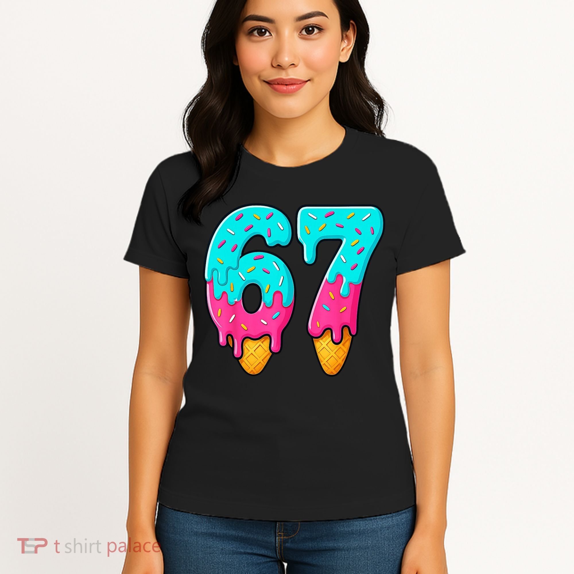 67 Ice Cream Drip Meme Funny Six Seven Gen Alpha Slang Women's T-Shirt