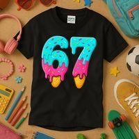 67 Ice Cream Drip Meme Funny Six Seven Gen Alpha Slang Kids T-Shirt thumb 3