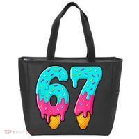 67 Ice Cream Drip Meme Funny Six Seven Gen Alpha Slang Tote Bag thumb 0