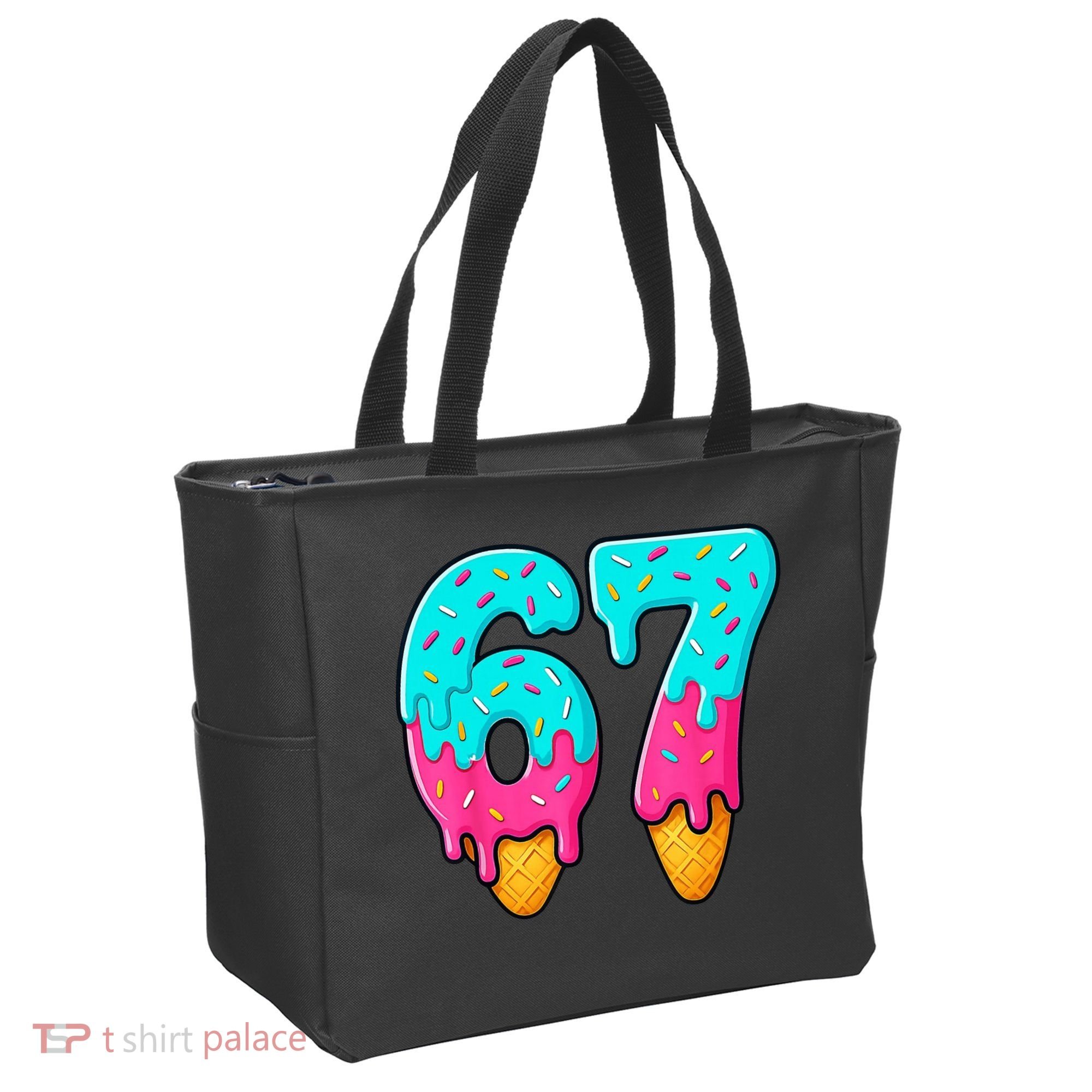 67 Ice Cream Drip Meme Funny Six Seven Gen Alpha Slang Tote Bag