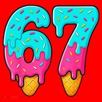67 Ice Cream Drip Meme Funny Six Seven Gen Alpha Slang Santa Hat thumb 1