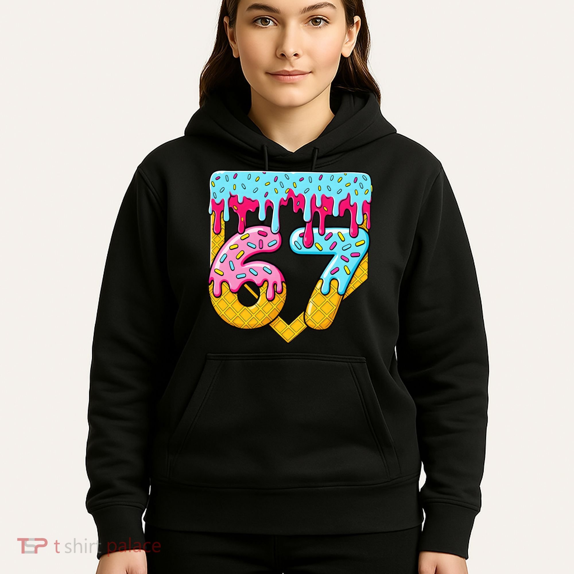 67 Ice Cream Drip Meme Six Seven Gen Alpha Slang Hoodie