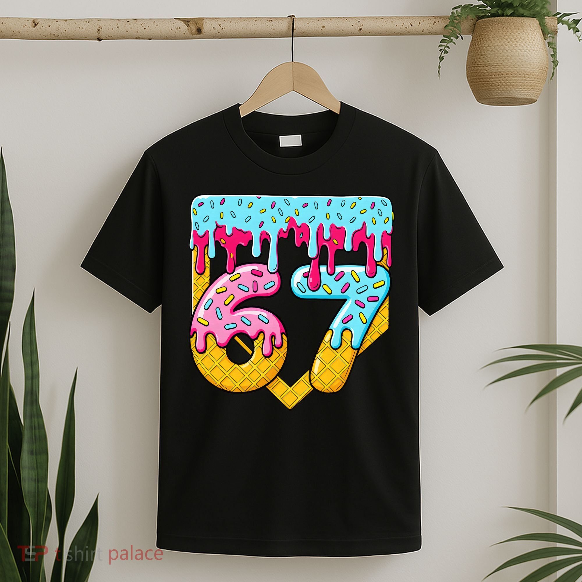 67 Ice Cream Drip Meme Six Seven Gen Alpha Slang T-Shirt