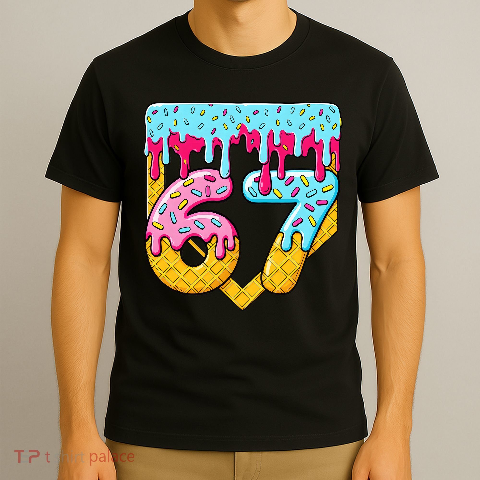 67 Ice Cream Drip Meme Six Seven Gen Alpha Slang T-Shirt