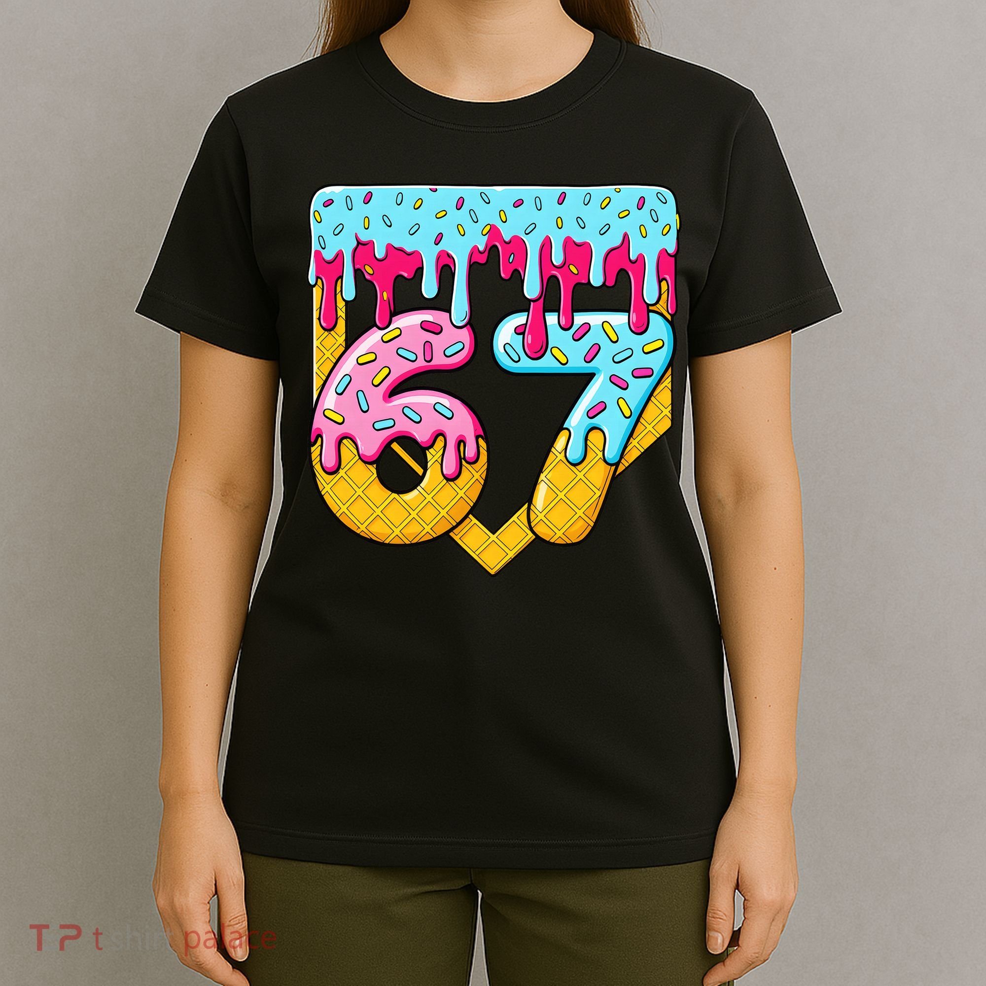 67 Ice Cream Drip Meme Six Seven Gen Alpha Slang T-Shirt