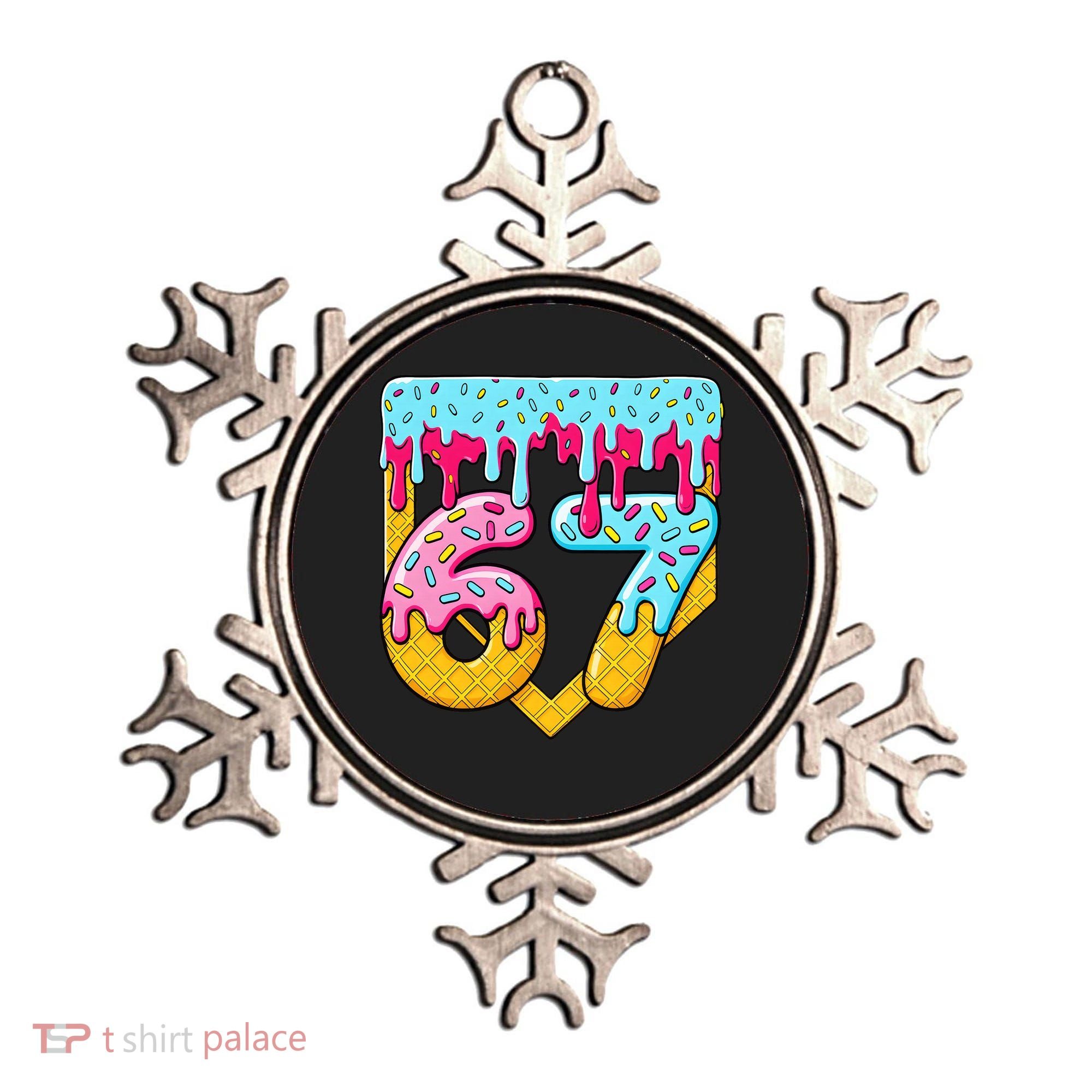 67 Ice Cream Drip Meme Six Seven Gen Alpha Slang Ornament