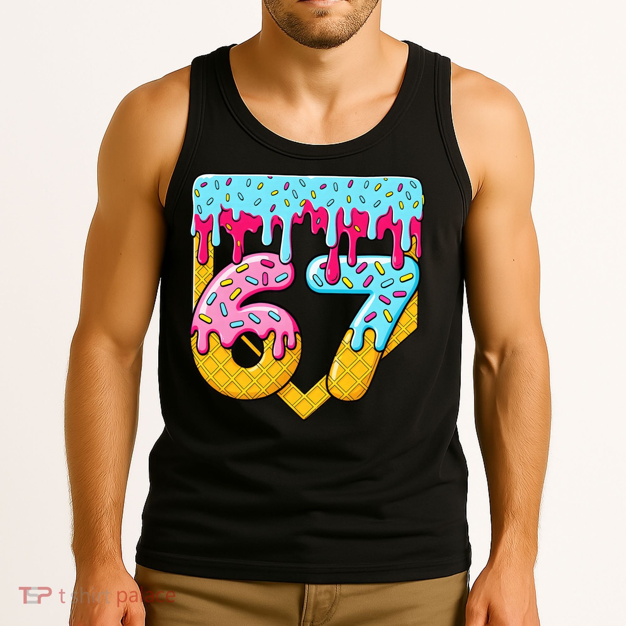 67 Ice Cream Drip Meme Six Seven Gen Alpha Slang Tank Top