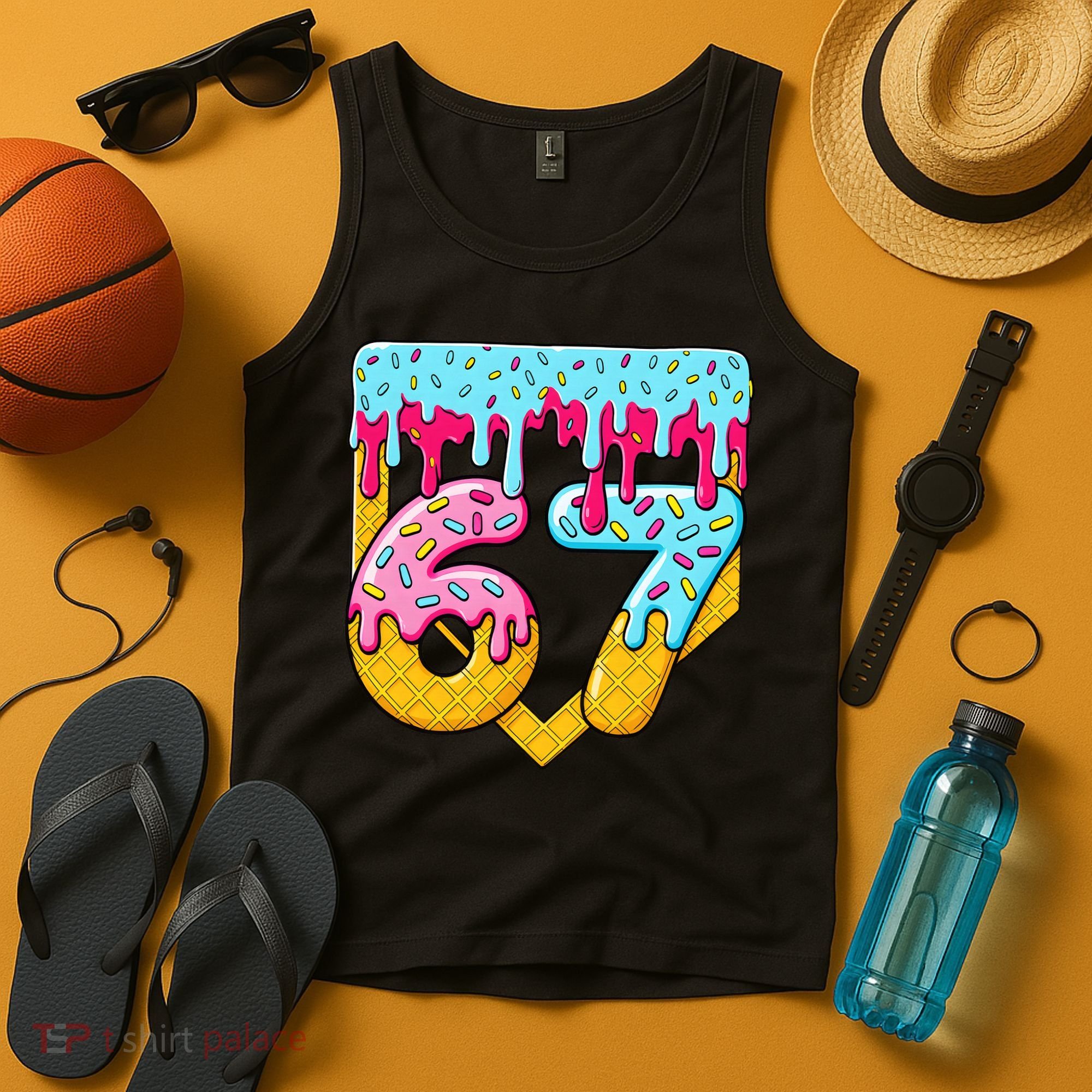 67 Ice Cream Drip Meme Six Seven Gen Alpha Slang Tank Top