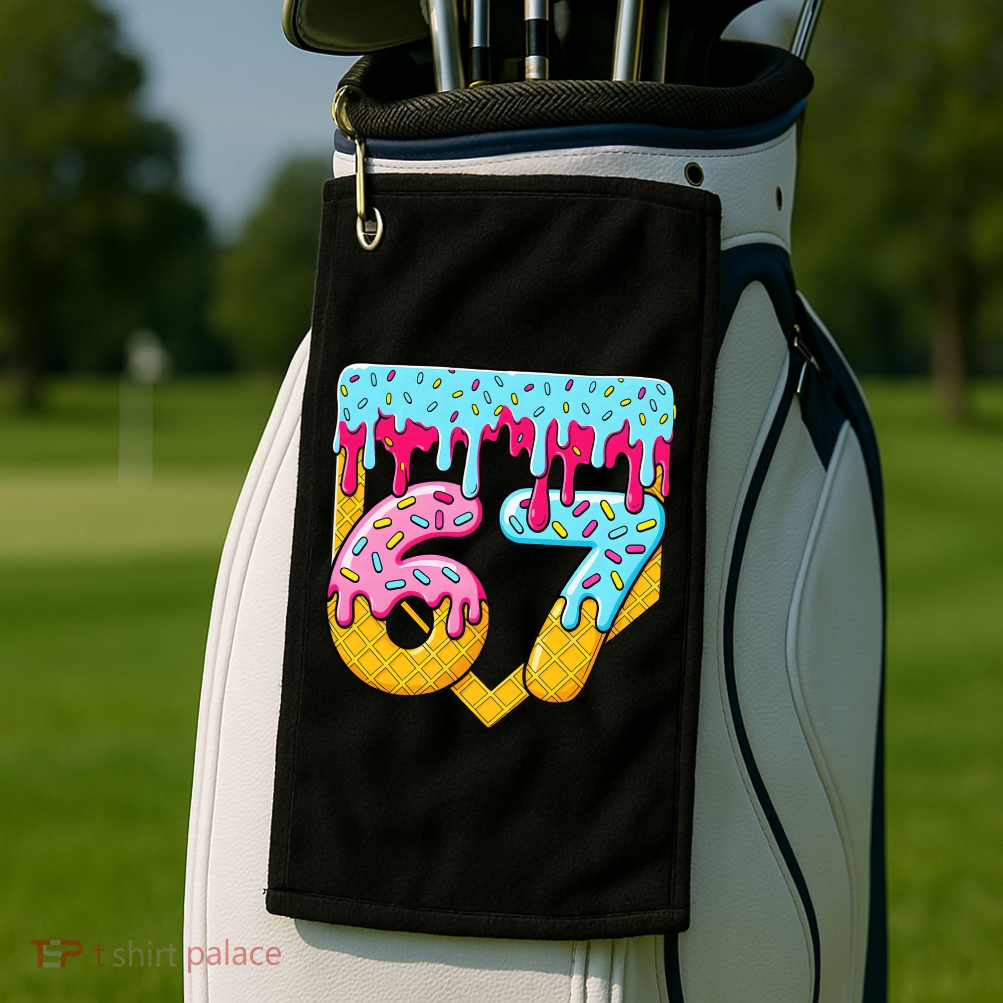 67 Ice Cream Drip Meme Six Seven Gen Alpha Slang Golf Towel