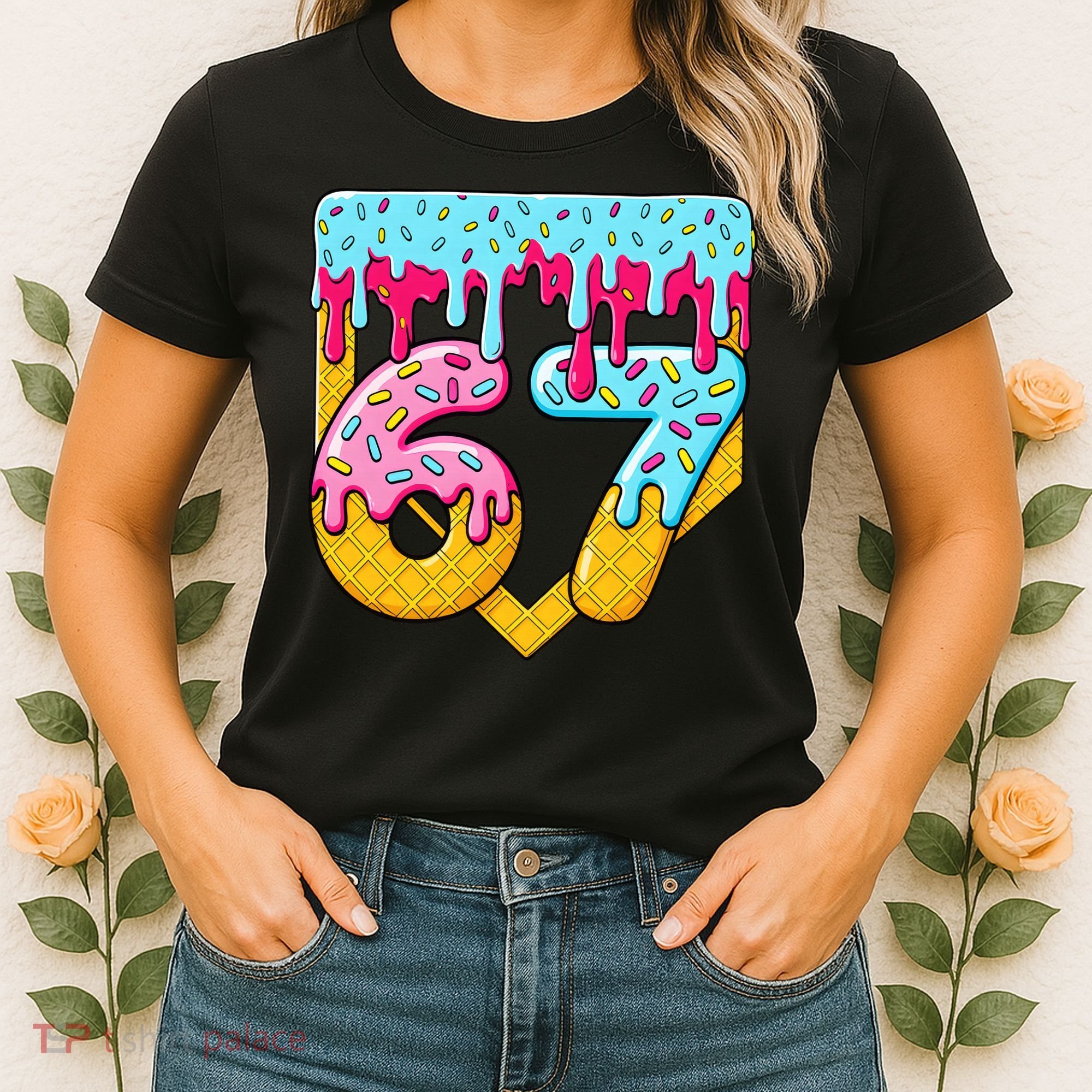 67 Ice Cream Drip Meme Six Seven Gen Alpha Slang Women's T-Shirt
