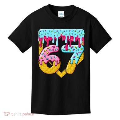 67 Ice Cream Drip Meme Six Seven Gen Alpha Slang Kids T-Shirt