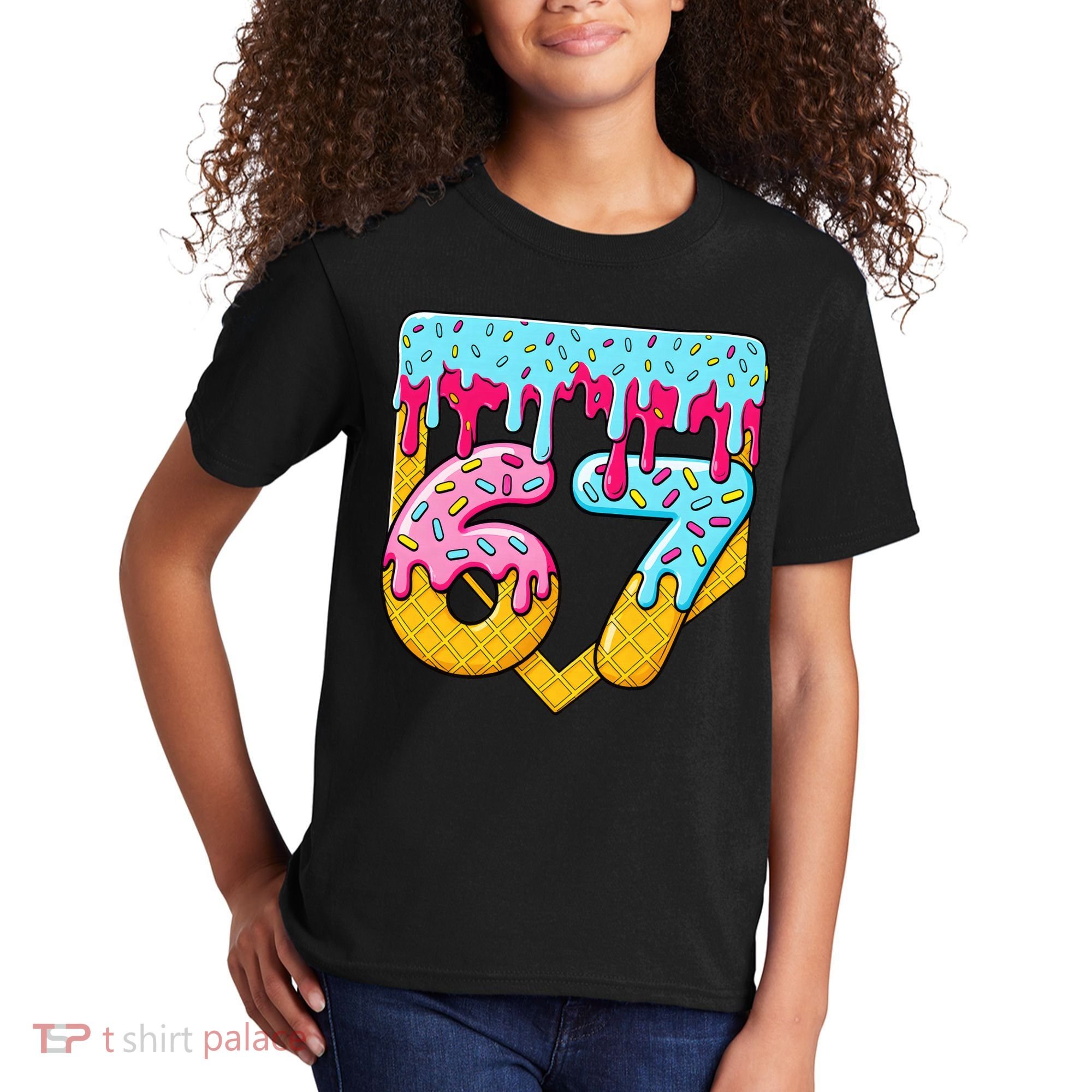 67 Ice Cream Drip Meme Six Seven Gen Alpha Slang Kids T-Shirt
