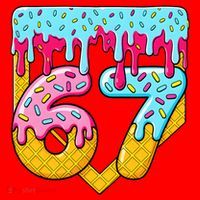 67 Ice Cream Drip Meme Six Seven Gen Alpha Slang Santa Hat thumb 1