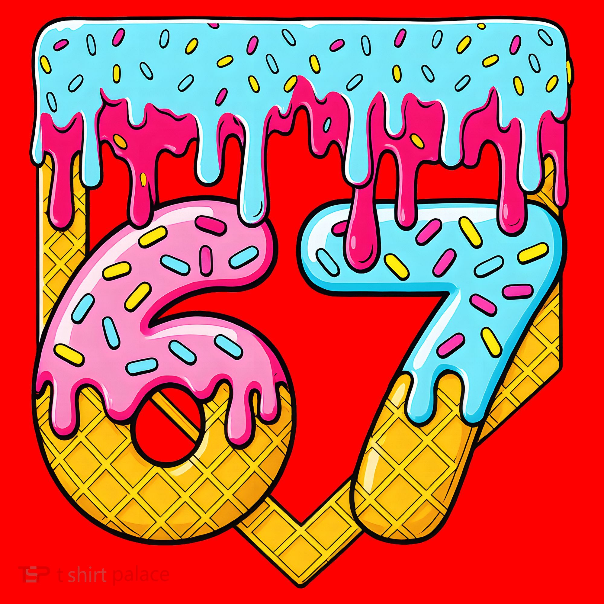 67 Ice Cream Drip Meme Six Seven Gen Alpha Slang Santa Hat