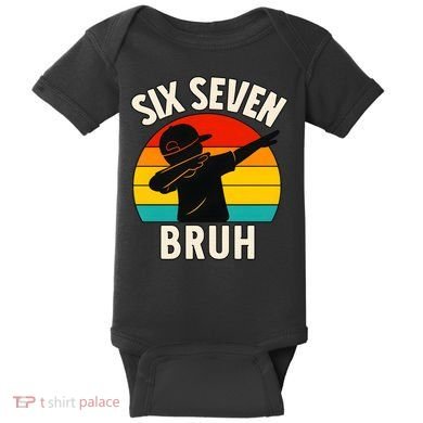 67 Meme 6-7 Numbers Dabbing Six Seven Bruh Baby Bodysuit