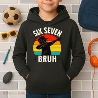 67 Meme 6-7 Numbers Dabbing Six Seven Bruh Kids Hoodie thumb 2