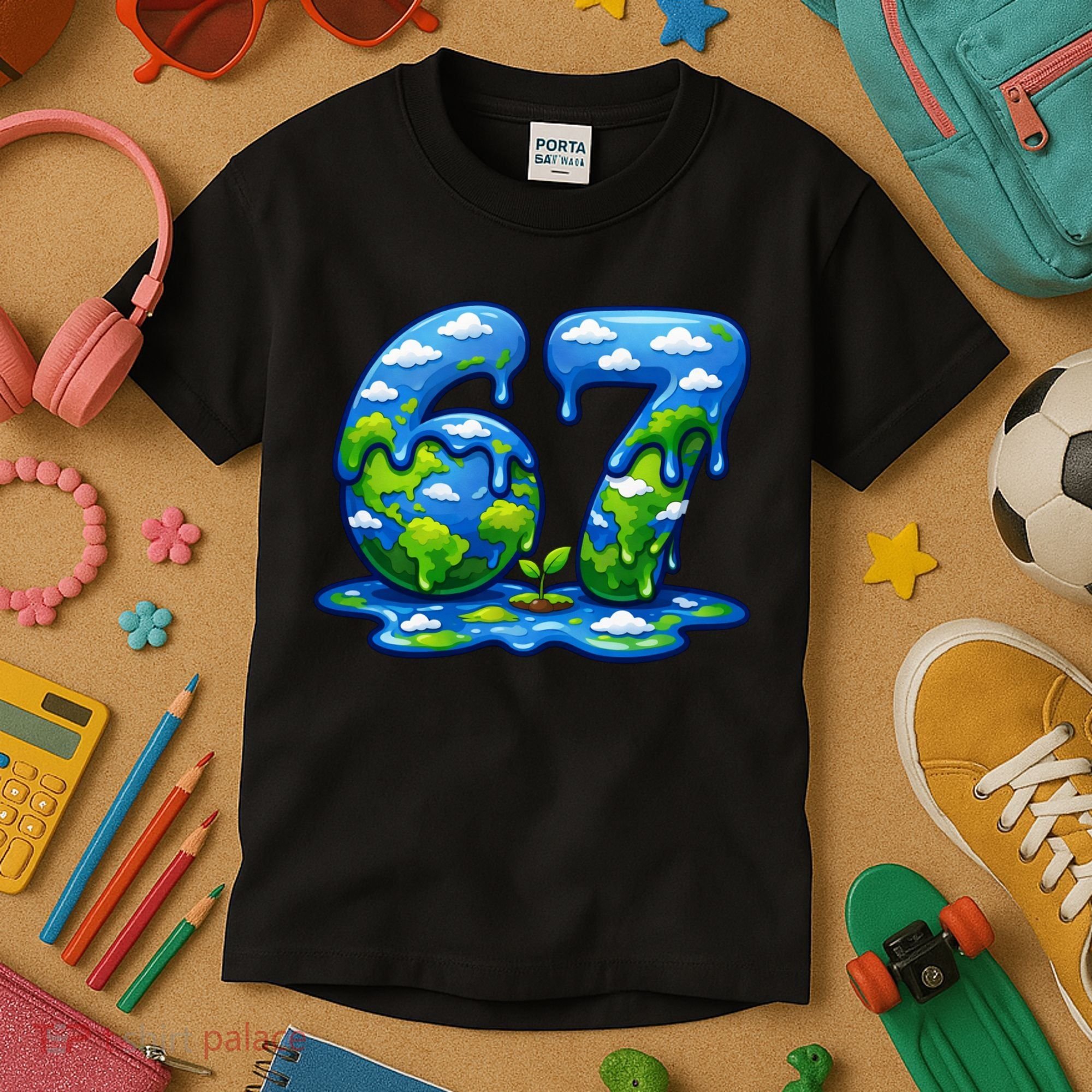 6-7 Meme 67 Six Seven Earth Kids T-Shirt