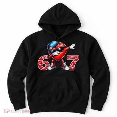 67 Meme 6-7 Heart Dabbing Six Seven Valentines Day Hoodie