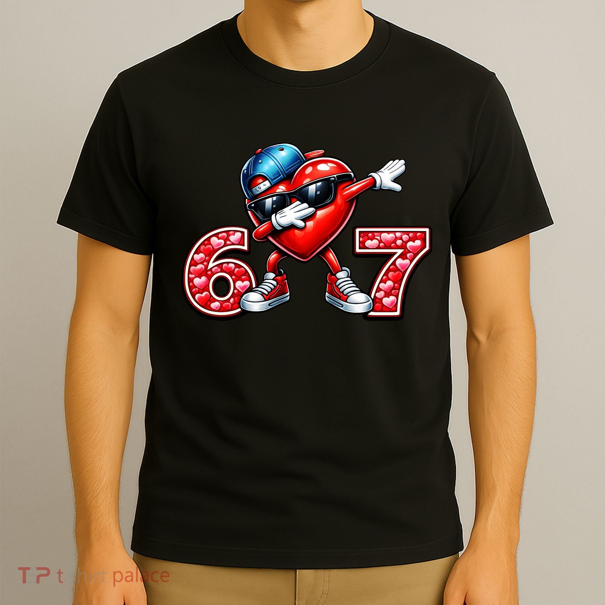 67 Meme 6-7 Heart Dabbing Six Seven Valentines Day T-Shirt