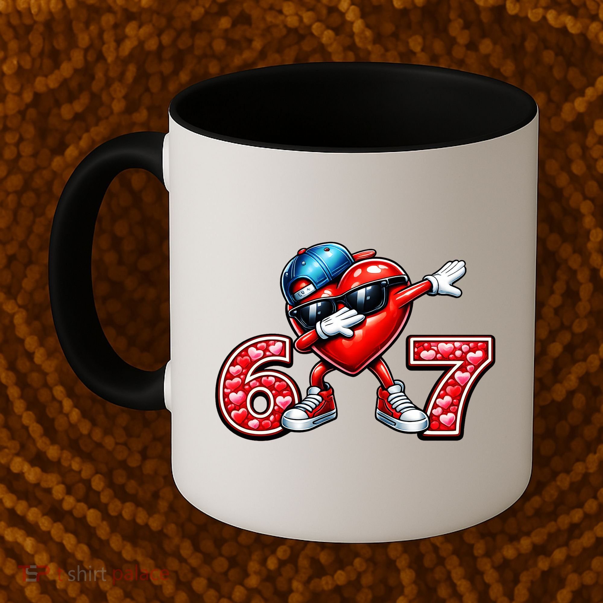67 Meme 6-7 Heart Dabbing Six Seven Valentines Day Coffee Mug