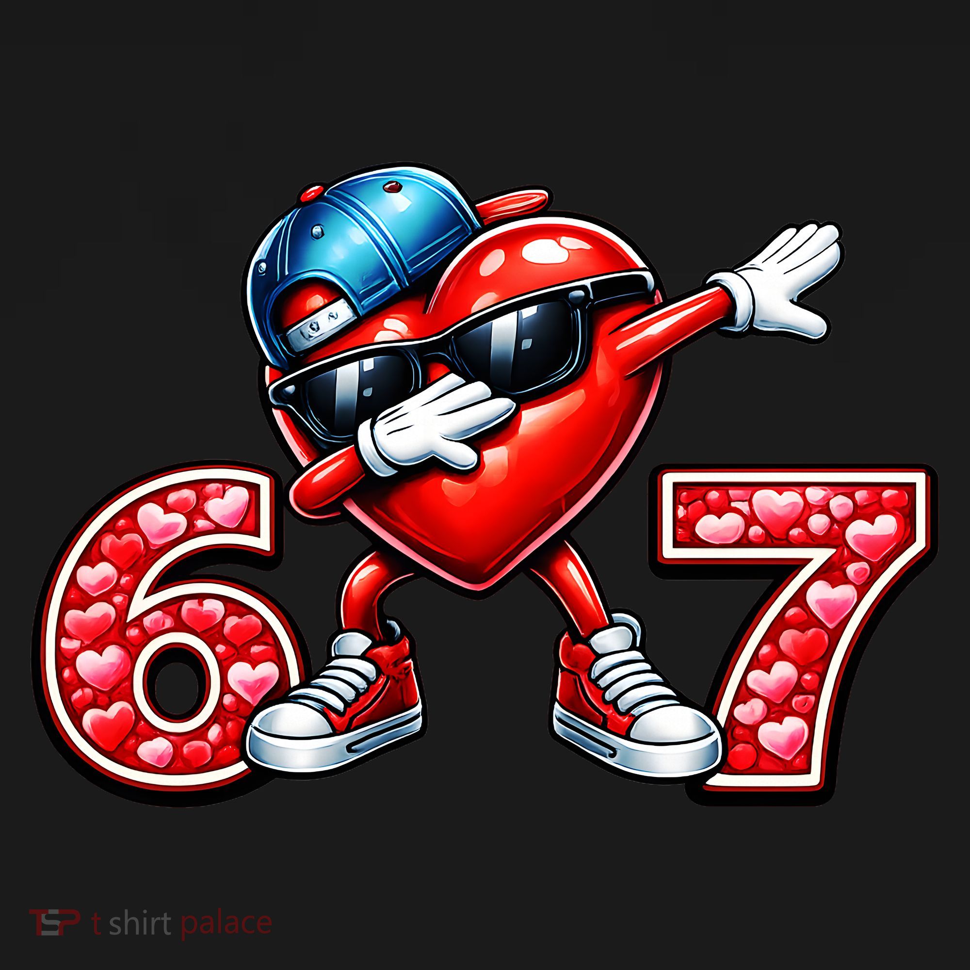 67 Meme 6-7 Heart Dabbing Six Seven Valentines Day Women's Hoodie