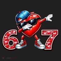 67 Meme 6-7 Heart Dabbing Six Seven Valentines Day Tumbler thumb 3