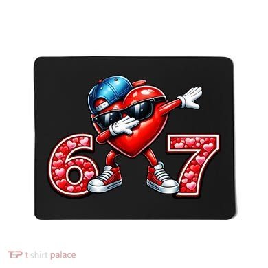 67 Meme 6-7 Heart Dabbing Six Seven Valentines Day Mousepad